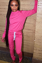 Pink Euramerican Women Solid Color Long Sleeve Split Pants Sets KXL862-2
