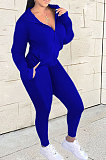 Earth Yellow Euramerican Women Zipper Hooded Fashion Sport Pure Color Long Sleeve Pants Sets XT8888-5