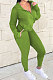 Army Green Euramerican Women Zipper Hooded Fashion Sport Pure Color Long Sleeve Pants Sets XT8888-3