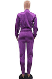 Pink Casual Quality Long Sleeve Zip Front Coat High Waist Ankle Banded Pants Solid Color Sport Sets HHM6529-2