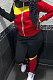 Black Red Winter Mulitucolor Spliced Long Sleeve Zip Front Hoodie Trousers Sports Sets LMM8290-2