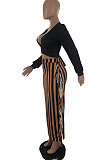 Light Yellow New Casual Long Sleeve Deep V Neck Crop Tops Cute Tassel  Hip Skirts Sets S66316-3