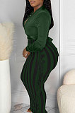 Olive Green New Casual Long Sleeve Deep V Neck Crop Tops Cute Tassel  Hip Skirts Sets S66316-4