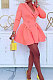 Pink Wholesale Long Sleeve Lapel Neck Double-Breasted Collect Waist Plain Color Dress CM2160-3