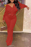Black Fashion Pure Color Ribber Loose Bowknot Casual Pants Sets AMN8029-4