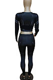 Blue Fashion Positioning Printing Casual Tight Pants Sets AMN8030-5