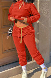 Light Grey Winter Long Sleeve Loose Velvet Hoodie Trousers Solid Color Sports Sets TK6201-1