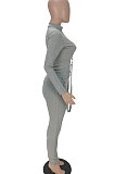 Black Women Pure Color Long Sleeve Irregular Bodycon Pants ANK06030-2