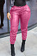 Pink New Pure Color Elasticband Leather Pants CL6100-3