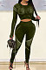 Army Green Fashion Positioning Printing Casual Tight Pants Sets AMN8030-3