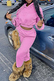 Black Euramerican Women Fashion Pure Color Velvet Hoodde Fleece Pants Sets AA5285-4