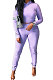 Purple Women Pure Color Long Sleeve Hoodede Tops Bodycon Pants Sets ANK06029-1