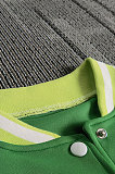 Army Green Women Autumn Winter Fashion Snap Fastener Double Ribber Baseball Uniform Bodycon Jacket AA5273-11