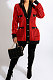 Red Fashion Plaid Printing Long Sleeve V Neck Single-Breasted Cardigan Coat SM9212-2