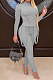 Gray Women Pure Color Long Sleeve Irregular Bodycon Pants ANK06030-1