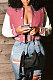 Pink Women Autumn Winter Fashion Snap Fastener Double Ribber Baseball Uniform Bodycon Jacket AA5273-6