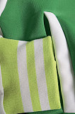 Green Women Autumn Winter Fashion Snap Fastener Double Ribber Baseball Uniform Bodycon Jacket AA5273-1