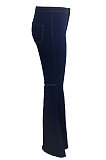 Black Fashion High Waist Elastic Jean Flare Pants SMR2599-1