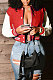 Red Women Autumn Winter Fashion Snap Fastener Double Ribber Baseball Uniform Bodycon Jacket AA5273-4