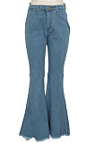 Light Blue Fashion High Waist Elastic Jean Flare Pants SMR2599-3