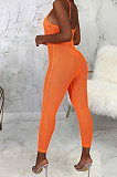 Orange Sexy Mesh See-Through Condole Belt Slim Fitting Jumpsuits SMR10540-3