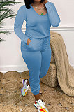 Black Casual Solid Color Long Sleeve Round Neck Zip Back Collect Waist Slim Fitting Jumpsuits XXR3002-4