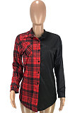 Blue Wholesale Plaid Printing Spliced Long Sleeve Single-Breasted With Beltband Shirts SM9215-1