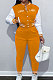 Orange Casual Webbing Spliced Ribber Letter  Printing Long Sleeve Cardigan Jacket Coat Trousers Baseball Uniform Sets SM9213-2