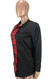 Red Wholesale Plaid Printing Spliced Long Sleeve Single-Breasted With Beltband Shirts SM9215-2