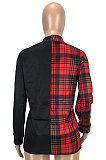 Blue Wholesale Plaid Printing Spliced Long Sleeve Single-Breasted With Beltband Shirts SM9215-1