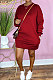 Red Cotton Blend Long Sleeve Round Collar With Pocket Casual Hoody Tops XXR3009-1