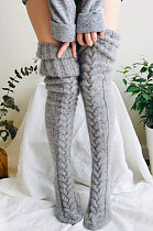 Knitted Thigh Hihg Socks in Grey WLW01-3