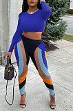 Dark Brown Women Pure Color Long Sleeve Top Printing Pants Sets AYB6119-1