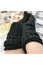 Knitted Thigh Hihg Socks in Black WLW01-1
