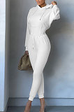 Black Wholesale New Long Sleeve Hoodie Mid Waist Trousers Slim Fitting Plain Color Sets WY6855-2