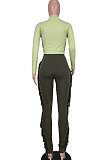 Green Women Sexy Trendy Pure Color Bodycon Tassel Pants Sets AGY68526