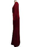 Blue Elegant Sexy Long Sleeve V Neck Collect Waist Plain Color For Party Maix Dress SMR10735-3