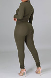 Black Fashion Half Turtle Neck Long Sleeve Zipper Spliced Tight Pants Sets CCY9280-2