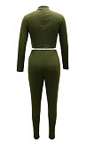 Apricot Fashion Half Turtle Neck Long Sleeve Zipper Spliced Tight Pants Sets CCY9280-3