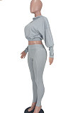 Black Women Fashion Casual Dew Waist Pure Color Bodycon Pants Sets ED1072-2