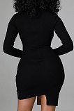 Black Women Trendy Sexy Skinny Hip Spliced PU Mid Waist Mini Dress CCY9299-1