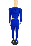 Black Simple New Fish-Scale Pattern Long Sleeve Zipper Hoodie Skinny Pants Yoga Solid Color Sets ZMM9135-4