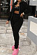 Black Women Trendy Casual Thin Velvet Pure Color Long Sleeve Cardigan Zipper Pants Sets ED1074-2