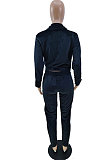Blue Wholesale Velvet Side White Stripe Cardigan Zip Front Jacket Coat Trousers Sport Sets BM7235-3
