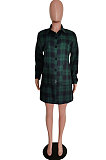Red Wholesale New Plaid Long Sleeve Lapel Neck Single-Breasted Shirt Dress F88314-1