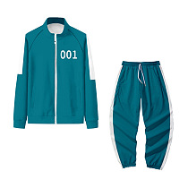 Squid Game Sport Stand Collar Long Sleeve Zipper Fleece Pants Sets HFW01-2
