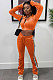 Orange Women Long Sleeve Cardigan Zipper Pleuche Pure Color Spliced Pants Sets FFE187-3