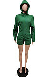 Coffee Pure And Fresh Casual Polar Fleece Long Sleeve Hoodie Living At Home Romper Shorts F88397-4