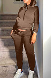 Black Autumn Winter New Velvet Long Sleeve Hoodie Trousers Plain Color Sports Sets LML274-2