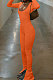 Orange Luxe Casual Cotton Blend Long Sleeve U Neck Backless Collect Waist Jumpsuits DN8636-3